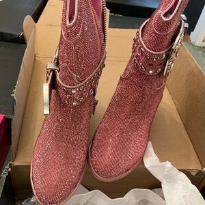 Dolls Kill Pink Glitter Ankle Boots